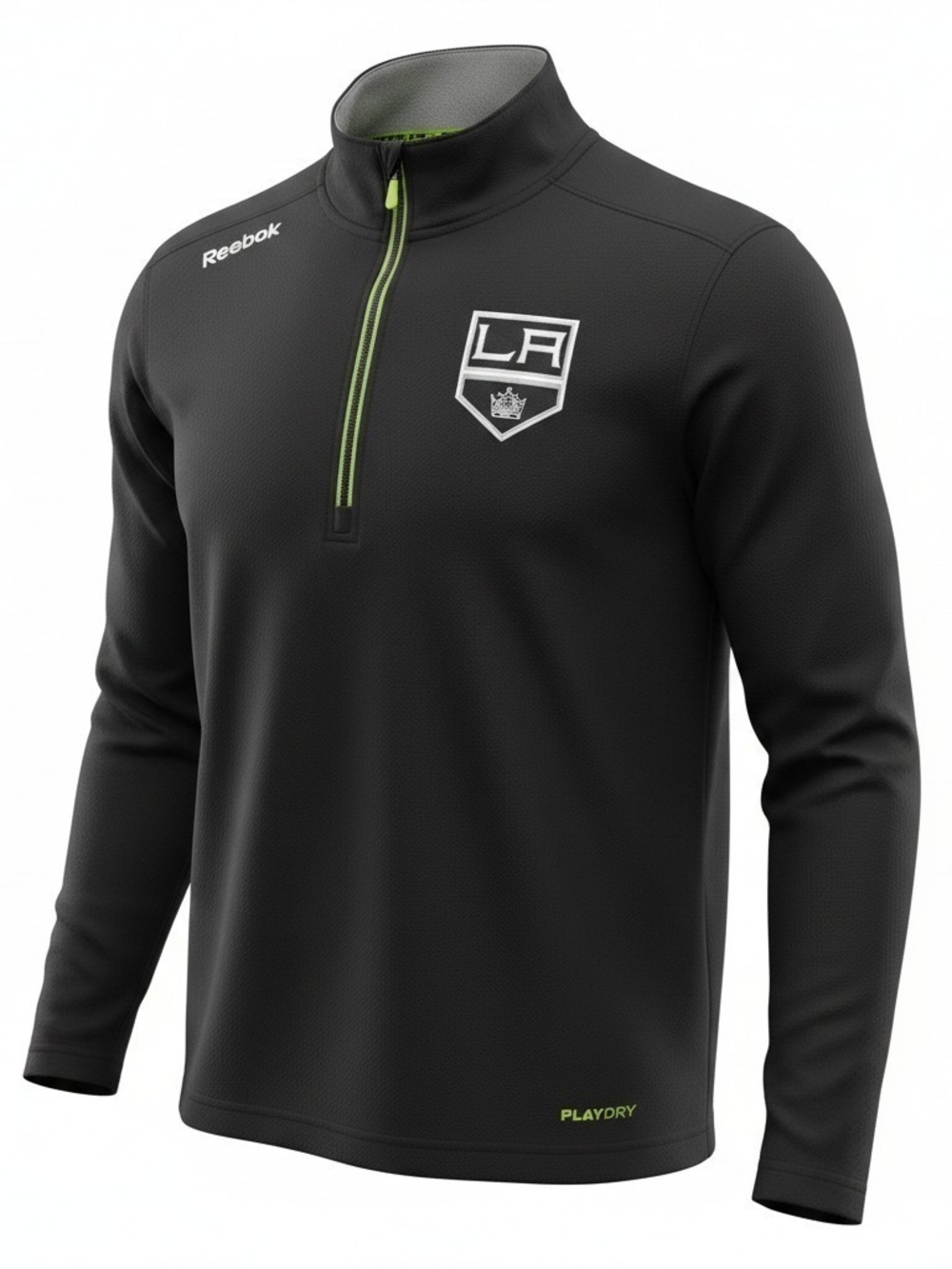 Reebok Men’s Black LA Kings 1/4 Zip Pullover with Lime Accent Sizr Small